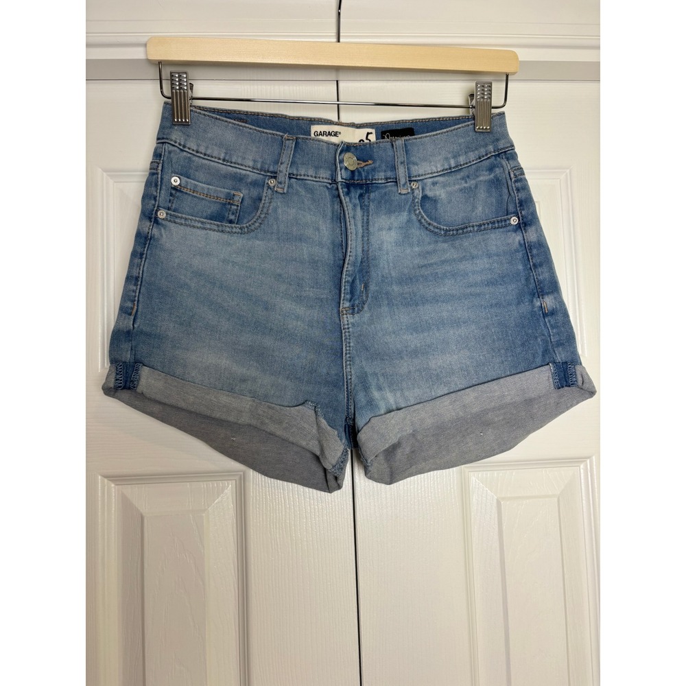 Garage Premium Light Wash Super Soft High Rise Cuffed Denim Shorts Size 5